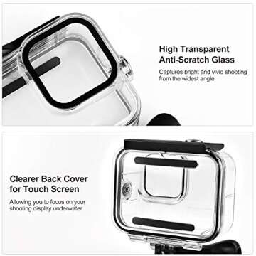60M Waterproof Case, 196FT Underwater Protective Housing Case for Hero11 Hero10 Hero9 Black, with Quick Release Mount and Thumbscrew