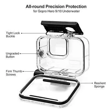 60M Waterproof Case, 196FT Underwater Protective Housing Case for Hero11 Hero10 Hero9 Black, with Quick Release Mount and Thumbscrew