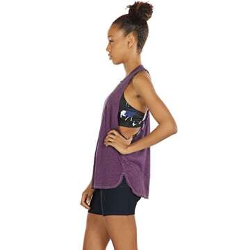 icyzone Workout Tank Tops for Women - Running Muscle Tank Sport Exercise Gym Yoga Tops Athletic Shirts(Pack of 3) (S, Black/Grape/Sky Blue)
