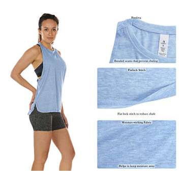 icyzone Workout Tank Tops for Women - Running Muscle Tank Sport Exercise Gym Yoga Tops Athletic Shirts(Pack of 3) (S, Black/Grape/Sky Blue)