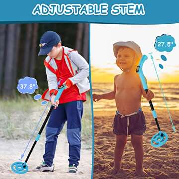OMMO Metal Detector, Adjustable 27.5”-37.8” Metal Detector for Kids with Intuitive LCD Display, Lightweight Kids Metal Detectors with 6” Search Coil for Exploration Hiking