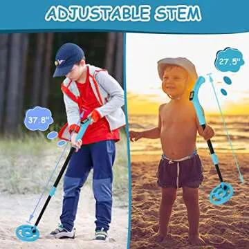 OMMO Metal Detector, Adjustable 27.5”-37.8” Metal Detector for Kids with Intuitive LCD Display, Lightweight Kids Metal Detectors with 6” Search Coil for Exploration Hiking
