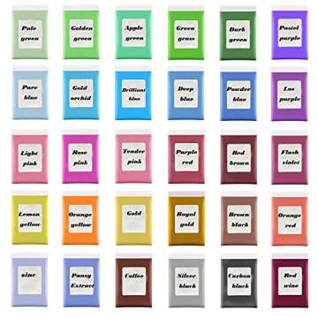 Mica Powder, 30 Color Pigment, Natural Cosmetic Grade Shimmer Mica Powder for Epoxy Resin/Bath Bombs...