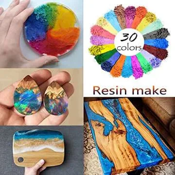 Mica Powder, 30 Color Pigment, Natural Cosmetic Grade Shimmer Mica Powder for Epoxy Resin/Bath Bombs/Candle/Soap/Lip Gloss/Slime.Soap Making Dye (30 Bag)