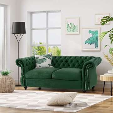 Christopher Knight Home Karen Traditional Chesterfield Loveseat Sofa, Emerald and Dark Brown, 61.75 ...