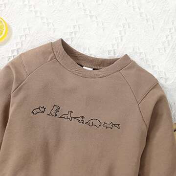 wdehow Newborn Baby Girls Boys Crewneck Rainbow Romper Long Sleeve Solid Sweatshirts Pullover Top Fall Winter Clothes (Q-Brown, 0-6M)