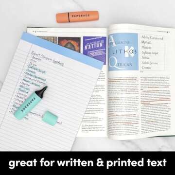 PAPERAGE Recycled Highlighters, Assorted Pastel Colors, Broad Chisel Tip Marker Pen & Highlighter Set, 6 Count