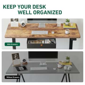 FEZIBO 55 x 24 Inches Standing Desk with Drawer, Adjustable Height Electric Stand up Desk with Storage, Sit Stand Home Office Desk, Ergonomic Computer Desk, Rustic Brown