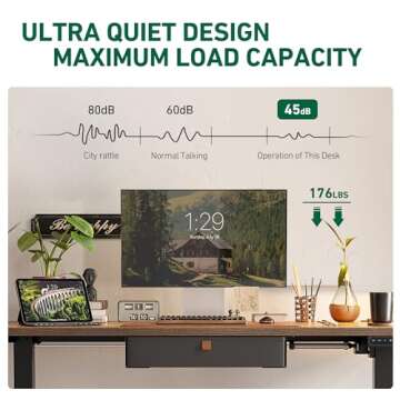 FEZIBO 55 x 24 Inches Standing Desk with Drawer, Adjustable Height Electric Stand up Desk with Storage, Sit Stand Home Office Desk, Ergonomic Computer Desk, Rustic Brown