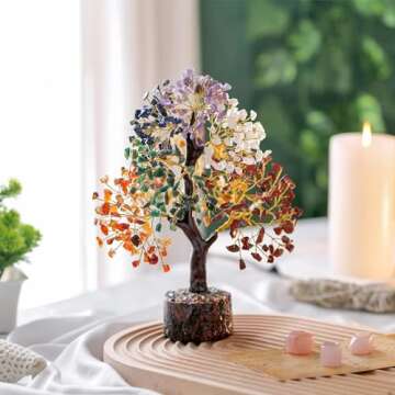 Chakra Tree, Crystals and Healing Stones, Gemstones and Crystals, Room Decor, Bonsai Tree - Chakra Stones, Tree of Life, Crystals for Beginners, Meditation, Good Luck Gifts, 7 Chakra, Desk Decor
