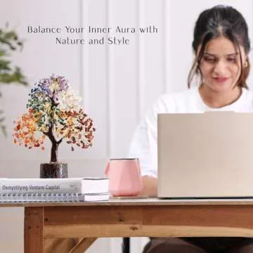 Chakra Tree, Crystals and Healing Stones, Gemstones and Crystals, Room Decor, Bonsai Tree - Chakra Stones, Tree of Life, Crystals for Beginners, Meditation, Good Luck Gifts, 7 Chakra, Desk Decor