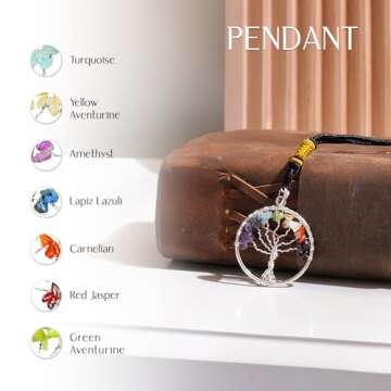 Chakra Tree, Crystals and Healing Stones, Gemstones and Crystals, Room Decor, Bonsai Tree - Chakra Stones, Tree of Life, Crystals for Beginners, Meditation, Good Luck Gifts, 7 Chakra, Desk Decor