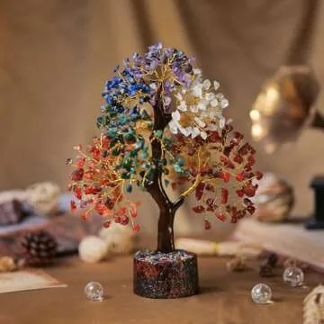Chakra Tree, Crystals and Healing Stones, Gemstones and Crystals, Room Decor, Bonsai Tree - Chakra Stones, Tree of Life, Crystals for Beginners, Meditation, Good Luck Gifts, 7 Chakra, Desk Decor