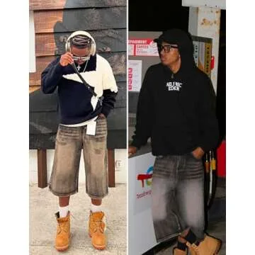 Aelfric Eden Denim Shorts Vintage Washed Long-line Jorts Casual Baggy Jean Short Cotton Streetwear with Pockets