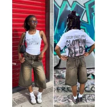 Aelfric Eden Denim Shorts Vintage Washed Long-line Jorts Casual Baggy Jean Short Cotton Streetwear with Pockets