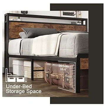 LIKIMIO King Size Bed Frame with Storage Headboard
