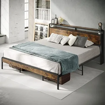 LIKIMIO King Size Bed Frame with Storage Headboard