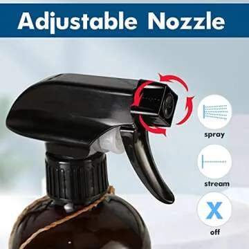 Roetell Amber Glass Spray Bottle - 16oz Refillable Silicone Sleeve