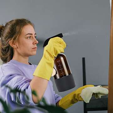 Roetell Amber Glass Spray Bottle - 16oz Refillable Silicone Sleeve