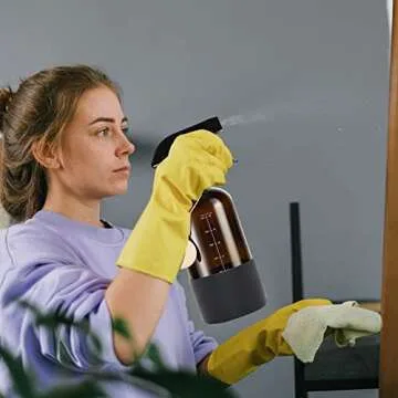 Roetell Amber Glass Spray Bottle - 16oz Refillable Silicone Sleeve