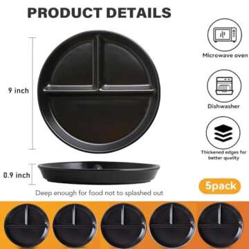 LRUUIDDE 5 Pack Portion Control Plates for Balanced Meals