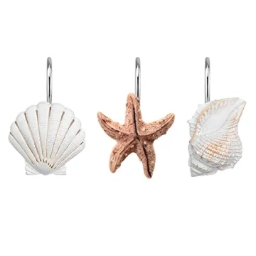 AGPtEK Seashell Shower Curtain Hooks - 12PCS Decorative Design