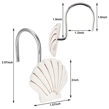 AGPtEK Seashell Shower Curtain Hooks - 12PCS Decorative Design