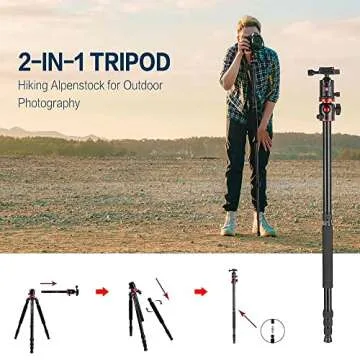 ZOMEi 75'' Tripod for DSLR with 360 Degree Ball Head