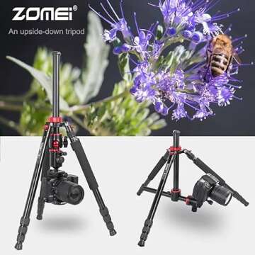 ZOMEi 75'' Tripod,Camera Tripod for DSLR,Ball Head Tripod Professional Tripods 4 Section Horizontal Tripod with 360 Degree Ball Head Plate for Canon DSLR DV Scope Camcorder and Projector