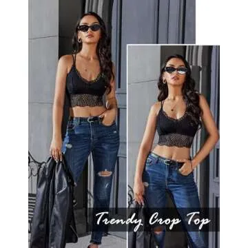 Avidlove Women's Lace Racerback Bralette Top A-Black