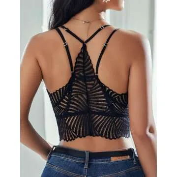 Avidlove Women's Lace Racerback Bralette Top A-Black