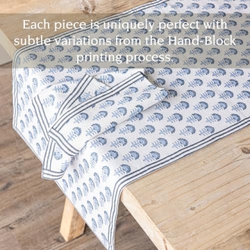 Stunning Hand-Blocked Table Runner by Over & Back  -  Elegant Dining Decor