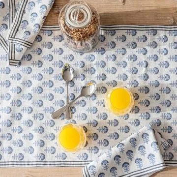 Stunning Hand-Blocked Table Runner by Over & Back  -  Elegant Dining Decor