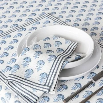 Stunning Hand-Blocked Table Runner by Over & Back  -  Elegant Dining Decor