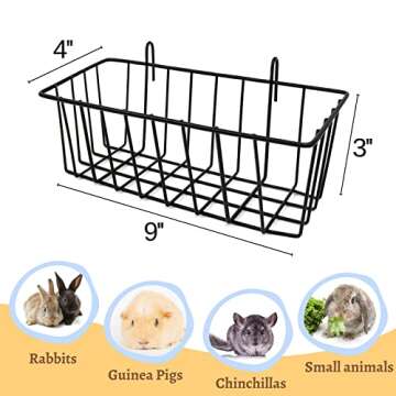 TiereCare Rabbit Hay Feeder -4Pcs Metal Rack Hay Holder for Guinea Pig Small Animals Grass Rack for ...