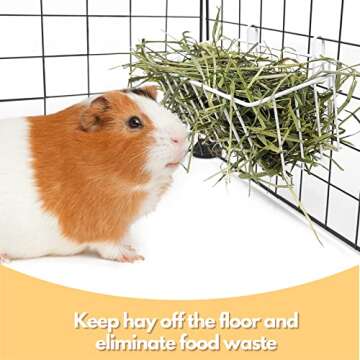 TiereCare Rabbit Hay Feeder -4Pcs Metal Rack Hay Holder for Guinea Pig Small Animals Grass Rack for Bunny Chinchilla Cage Reduce Mess 9x4x3 Inch
