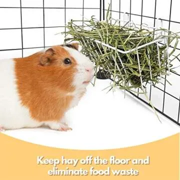 TiereCare Rabbit Hay Feeder -4Pcs Metal Rack Hay Holder for Guinea Pig Small Animals Grass Rack for Bunny Chinchilla Cage Reduce Mess 9x4x3 Inch