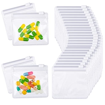 Nuanchu 24 Pack Clear Pill Pouch Bags - Reusable Travel Organizer