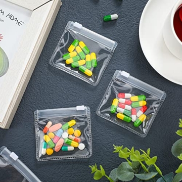 Nuanchu 24 Pack Clear Pill Pouch Bags for Meds and Storage