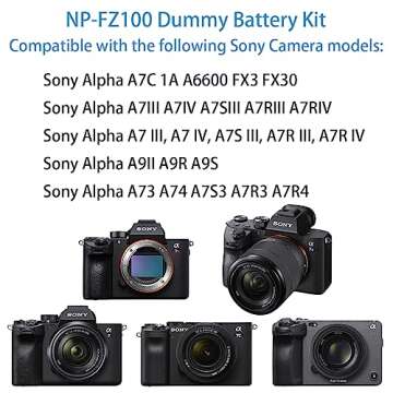 HY1C NP-FZ100 Dummy Battery AC Power Adapter Kit for Sony Alpha A7III A7IV A7C A7SIII A7RIII A7RIV A...