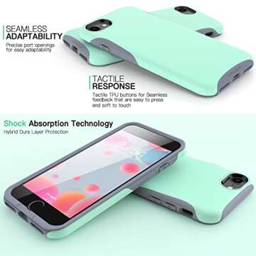 TEAM LUXURY Shockproof for iPhone SE Case for iPhone 8 Case for iPhone 7 Case [Impact Resist] Rugged Anti-Scratch Protective Case Designed for iPhone SE 8 7 Phone Cases 4.7 Inch, (Green)
