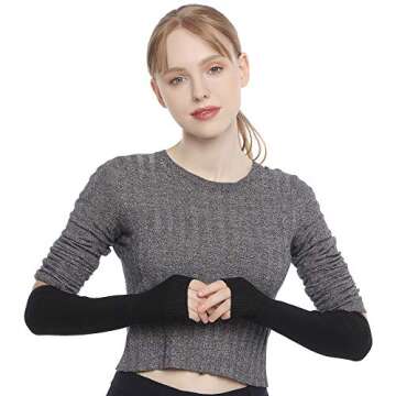 F Flammi Cashmere Blended Arm Warmer for Women Winter Fingerless Gloves Knit Mitten Gloves Wrist War...