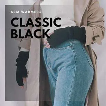 F Flammi Cashmere Blended Arm Warmer for Women Winter Fingerless Gloves Knit Mitten Gloves Wrist Warmer with Thumb Hole