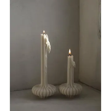 LAWA Set of 2 Pumpkin Base Candle - Beautiful Handmade Pillar Unscented Soy Wax Candle Elegant Aesth...