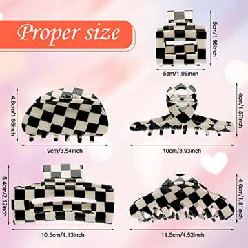 Checkered Hair Clips - Strong Hold Accessories for Women