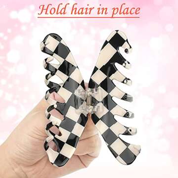 Checkered Hair Clips - Strong Hold Accessories for Women