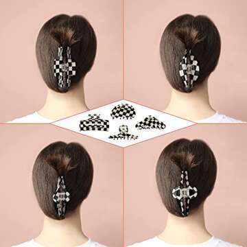 Checkered Hair Clips - Strong Hold Accessories for Women