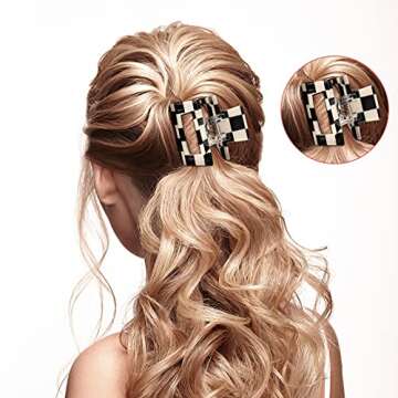 Checkered Hair Clips - Strong Hold Accessories for Women