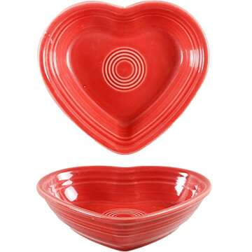 LAVANORE Red Heart-Shaped Dish - Versatile Kitchen Accessory for any Occasion