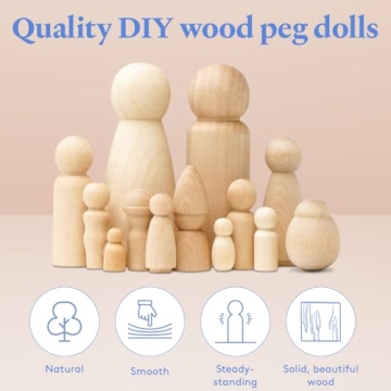 Unfinished Wooden Peg Dolls for Crafts & Play - Pack of 100